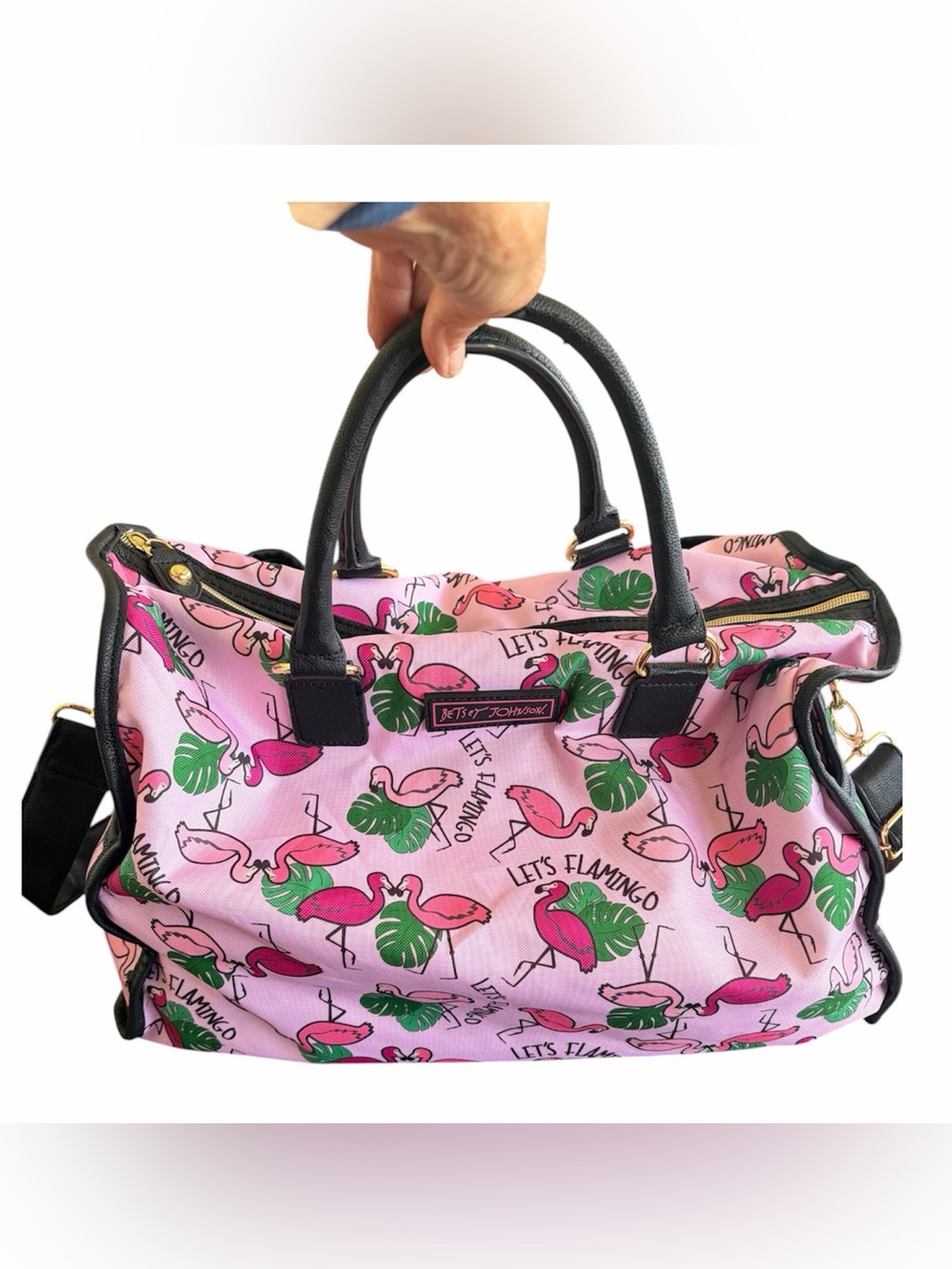 Betsey Johnson Pink Flamingo Strut Duffel Bag